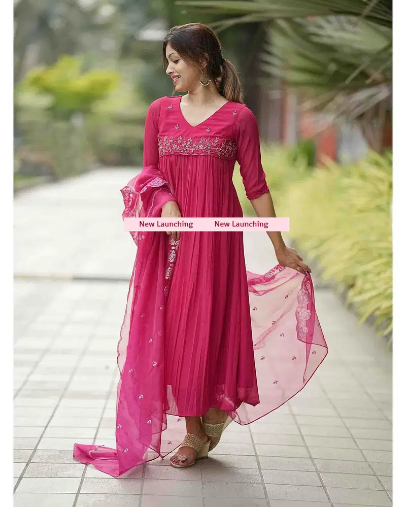 Akshar Designer Georgette Hand Embroidery Kurti With Bottom Dupatta Wholesale Shop In Surat
